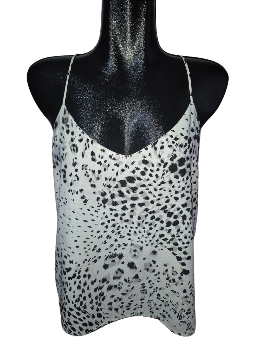 Belle Vere White and Black Leopard Print Spaghetti Strap Cami Top Size M
